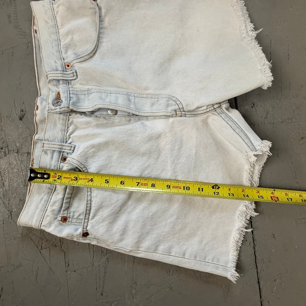 Levi’s 501 Light Wash Cutoff Denim Shorts | Distressed | 32” Waist - Picture 7 of 7